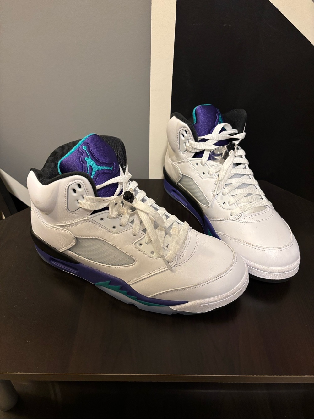 Jordan Men’s White Sneakers with Purple and Teal Accents
